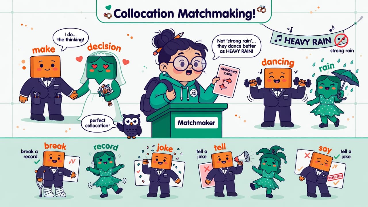 C2 Proficiency Part 1: Advanced English collocations and idioms illustrated with a matchmaking metaphor